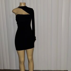 Club L London Black One-Shoulder Mini Dress